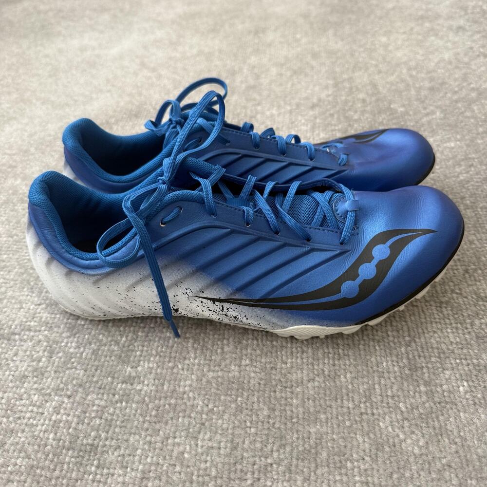 Saucony Track Spikes Shoes Mens Size 11 Blue Sprint Running Racing S29055-1 - Picture 3 of 12